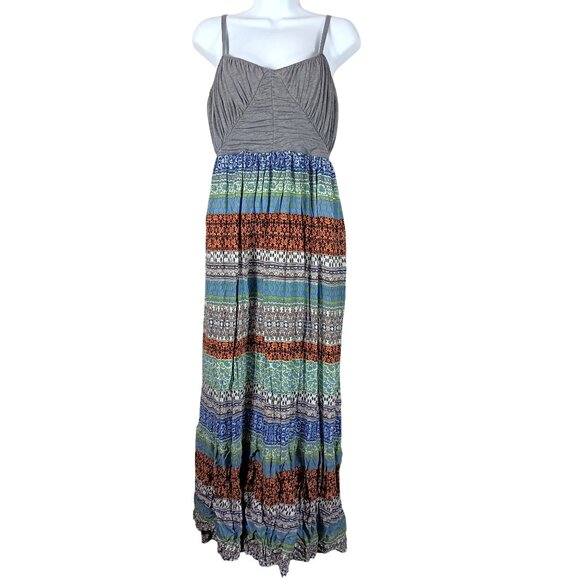 Lilka Mendocino Maxi Dress M Boho Festival Mixed Print Pleated Bust Empire Waist - Picture 1 of 13